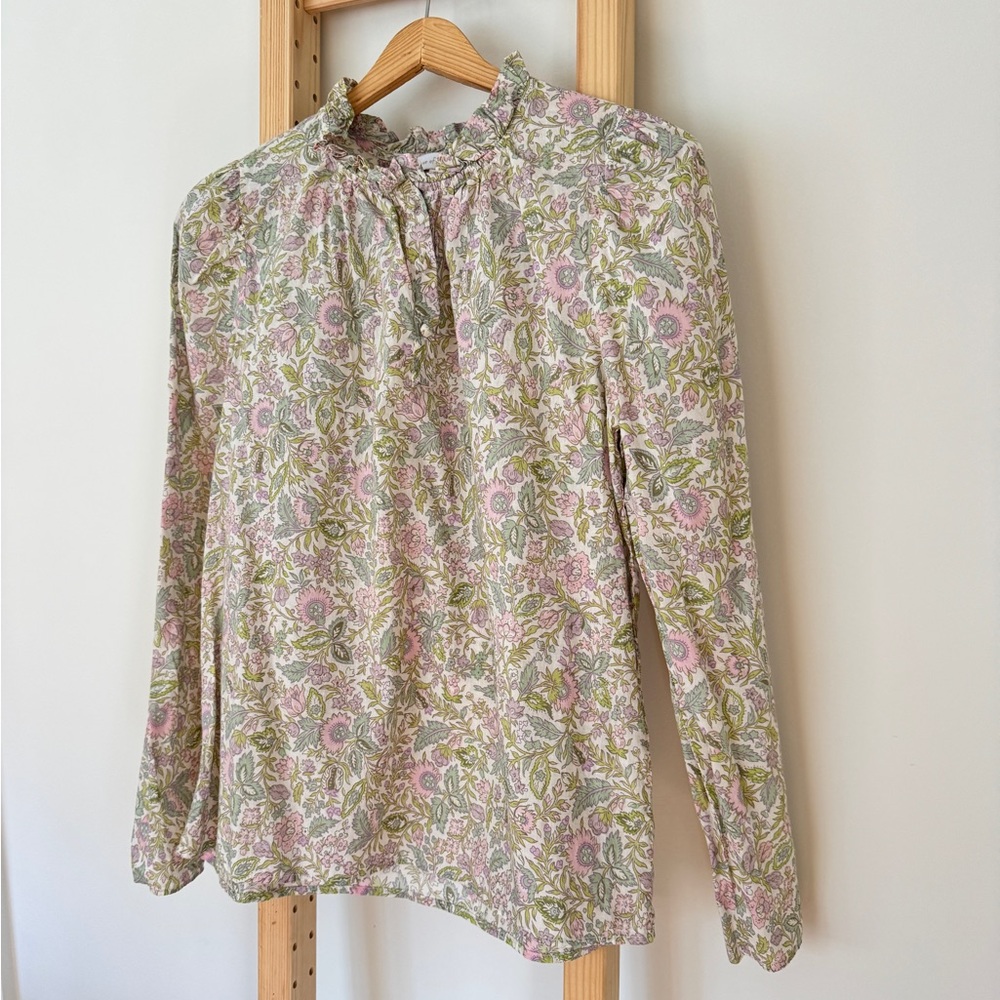 House of Harlow 1960 Floral Ruffle Neck Blouse Boho Cottagecore Top XS/S